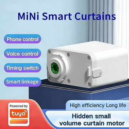 Smart Curtain Track System with Mini Zigbee Motor, Automatic Ceiling Curtain Opener, Motorized Curtains Rod 126''(3.2m) with App, Voice, Remote Control, Compatible with Alexa,Google and Siri