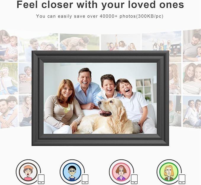 Digital Picture Frame WiFi 10.1 Inch Digital Photo Frame, Electronic Picture Frame, 16GB Storage, Auto-Rotate, IPS Touch Screen, Easy Setup and Share Photos and Videos via Free App from Anywhere