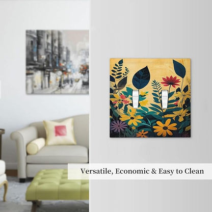 Abstract Minimalist Floral Botanical Boho Flower 2 Gang Double Toggle Light Switch Cover Decorative Switchplate Electrical Wall Plates Faceplate for Bathroom Bedroom Decor 4.9 X 5 IN