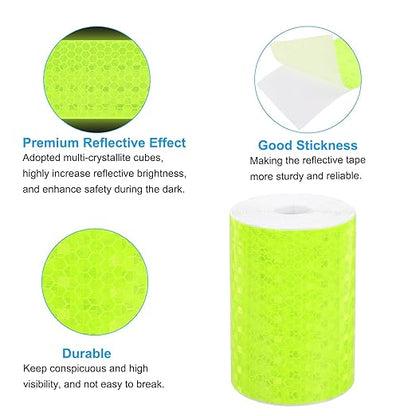 PATIKIL 4 Inch x 33 ft Reflective Tape, 1 Roll Waterproof Self Adhesive High Visibility Caution Warning Safety Tape Reflector with Scraper for Trucks Trailers Cars, Bright Green