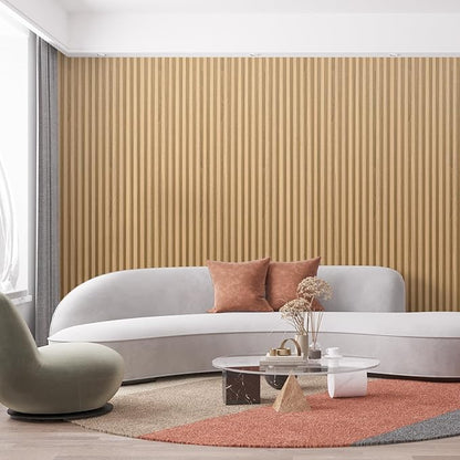 Art3dwallpanels Wood Slat Wall Paneling, 104'' x 6.7'' WPC Soundproof 3D Wall Panels for Interior Wall Decor, 8 Pack Fluted Textured Panel Wall Slats, Oak