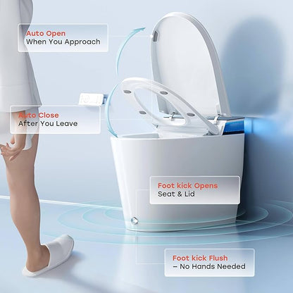 HOROW Artistic Bidet Toilet, Smart Toilet with ADA Chair Height, Ultra-Powerful Flush, Auto Open/Close Lid, Instant Warm Water, Elongated Heated Seat, Deodorization