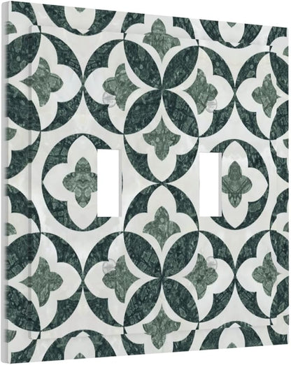 Green Luxury Modern Cubic Marble 2 Gang Double Toggle Decorative Light Switch Covers Electrical Faceplate Switch Plates for Bathroom Kitchen Home
