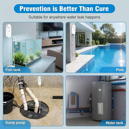 Daytech Water Level Sensor 100 dB Sump Pump Alarm Water Sensors for Leaks with 78 inch Detector Cable and 4 Volume Levels Flood Sensor for Basements(1PC)