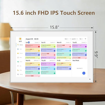 15.6 inch Digital Calendar & Chore Chart,Smart Touchscreen Interactive Display for Family Schedules, Wall & Desk Mountable, Digital Photo Frame Functon, Great for Organizing Your 2025 Calendar