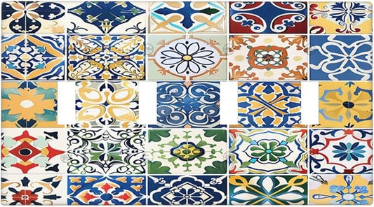 Light Switch Covers Moroccan Traditional Mexican Talavera Til Quad Toggle Electrical Faceplate 4 Gang Wall Plate Decorative Switch Plates for Kitchen Home Decor