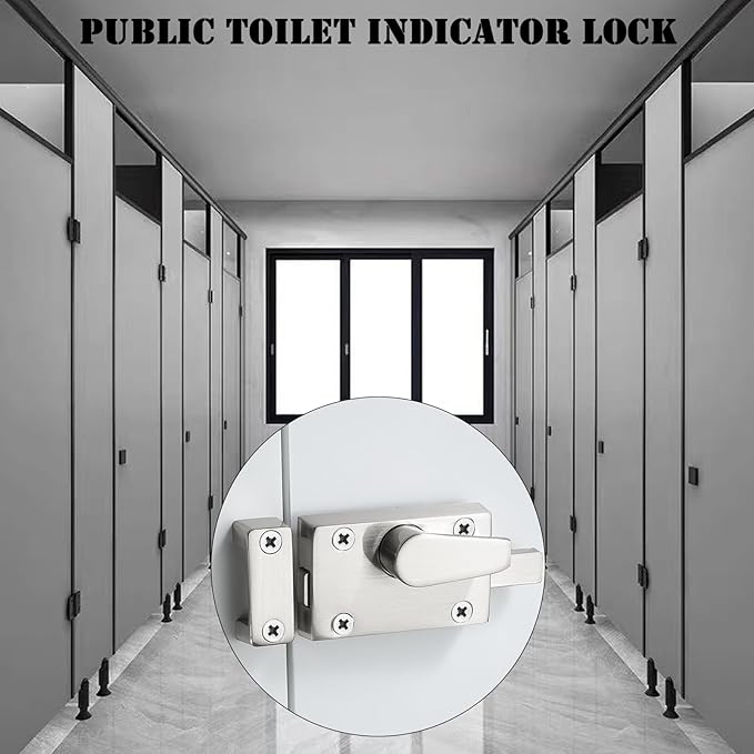 1Pack Silver Latch Indicator,Bathroom Stall Door Latch,Privacy Partition Lock with Occupancy Indicator for Public Toilet Stall Door