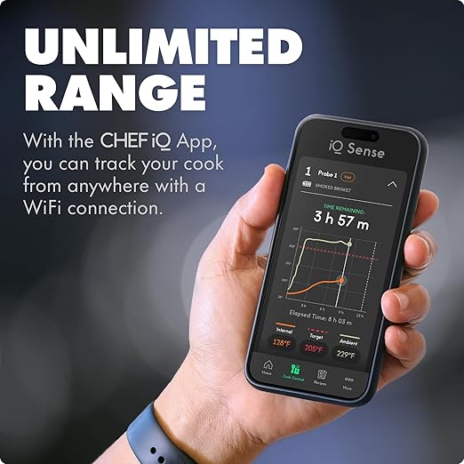 CHEF iQ Sense | Smart Wireless Meat Thermometer | Ultra-Thin Probe | WiFi Unlimited Range | 1000°F Heat Safe | 5 Sensors | BBQ, Grill, Oven, Smoker, Air Fryer | Gen3
