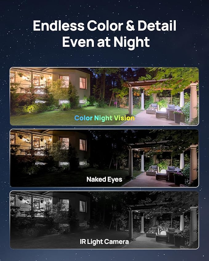 Anona Lucio 2.5K Security Camera Outdoor Battery Wireless with Solar Powered, Color Night Vision & 138° FOV, Multi-Object Detection, No Hub Needed, Two-Way Audio, IP67, 2 Pack