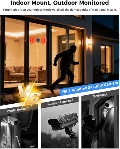 3MP 2K Window Camera, 5G & 2.4GHz WiFi Indoor Camera for Home Security with AI Color Night Vision, 24/7 Recording, Motion Detection, Easy & Quick Window Mount for Outdoor Monitoring