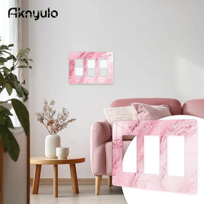Abstract Pink Marble Design Acrylic Light Switch Plate Acrylic Decorative Wall Outlet Cover Switch Plates Triple Wall Plates