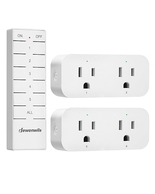 DEWENWILS Remote Control Outlet, Indoor Remote Outlet 2 Pack with 4 Independent Control & 1 All Control, Remote Outlet Switch for Lamp, Fan, Vacs, Christmas Light, 100FT Range, 15A/1875W
