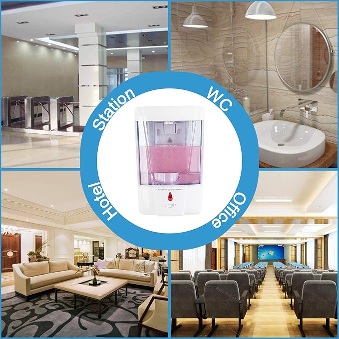 Automatic Sensor Soap Dispenser Wall Mount, Touchless Induction Hand Sanitizer Dispenser for Bathroom with Gel or Liquid, 20Oz