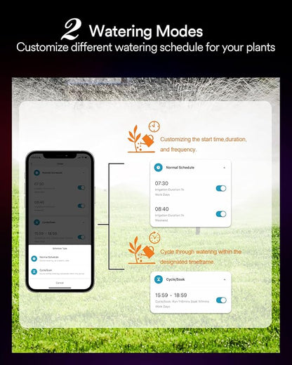 Lumary Smart WiFi Water Timer for Garden Hose, Sprinkler Timer 2 Zone for Watering Brass Inlet Outdoor, Rain Delay/Manual/Automatic Drip Irrigation System Programmable Faucet, Work with Alexa 2.4Ghz
