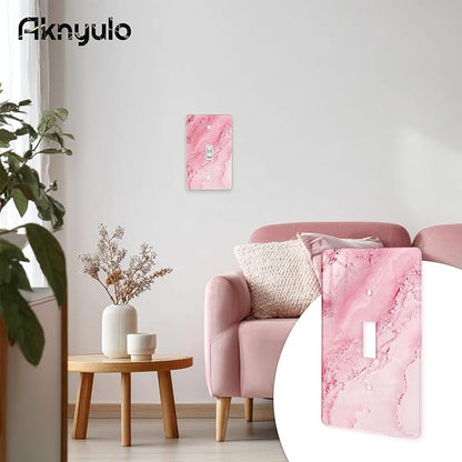 Abstract Pink Marble Design Acrylic Switch Wall Plate Light Switch Plates Cover Durable Acrylic Wall Plate Decorative Single Gang Wall Plate