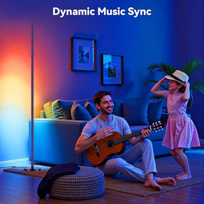 Modern Floor Lamp, Smart RGB LED Floor Lamp with App & Remote Control, 16 Million Colors & 200+ Scene Modes, Corner Lamp with Timer and Music Sync, Standing lamp for Bedroom Home Decor