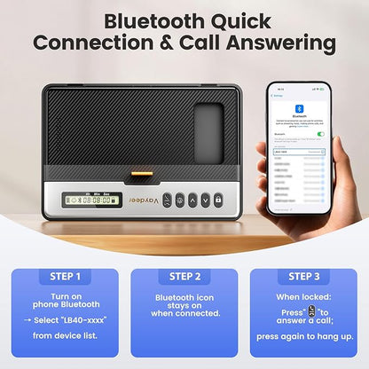 Vaydeer Phone Lock Box with Timer, Rechargeable Timed Lock Box with Digital Display, Bluetooth connection, Emergency Unlock, Build Focus & Self-Discipline for Study/Home/Office
