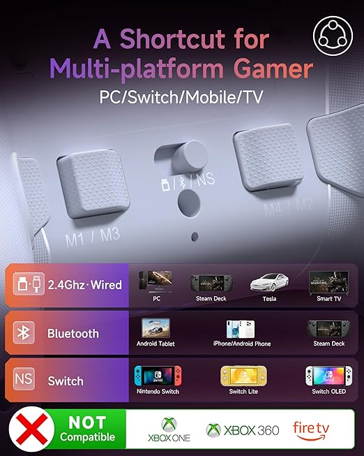 EasySMX X20 Wireless Gaming Controller with RGB Backlit, 2-Stage Hall Effect Stick, 1000Hz Polling Rate, 6-Axis Gyro on Multi-Platform, Mech Buttons- Compatible with PC/Switch/Steam/Android