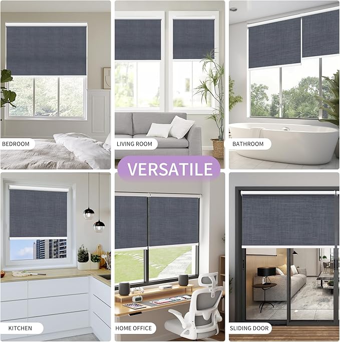Astomi Motorized Blinds with Remote - Blackout Smart Roller Shades Compatible with Alexa & Goggle Home, Solar Rechargeable, Custom Size 22" - 100" for Indoor Window, Verdant