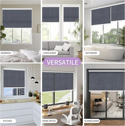 Astomi Motorized Blinds with Remote - Blackout Smart Roller Shades Compatible with Alexa & Goggle Home, Solar Rechargeable, Custom Size 22" - 100" for Indoor Window, Verdant
