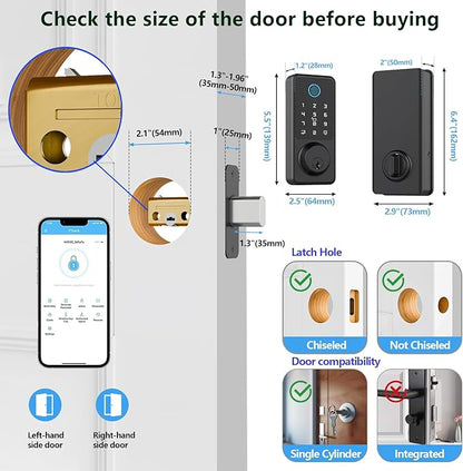 Keyless Entry Lock for Front Door, Fingerprint Door Lock with Touchscreen Keypad, Electronic Deadbolt for Home and Hotel