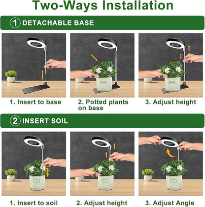 Grow Lights for Indoor Plants, Full Spectrum Plant Lights for Indoor Growing, Height Adjustable Halo Grow Light with Base, 3 Optional Spectrums, Auto Timer 3/9/12Hrs, 10 Brightness, 5 Pack