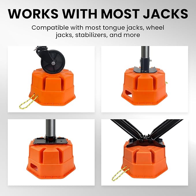 6" H Trailer Jack Block 4 Pack with Bag, 40000 lbs Capacity per Camper RV Stabilizer Blocks for Any Tongue Jack, Post, Foot, Round Square or Scissor Stabilizer, Stackable & Portable, Orange