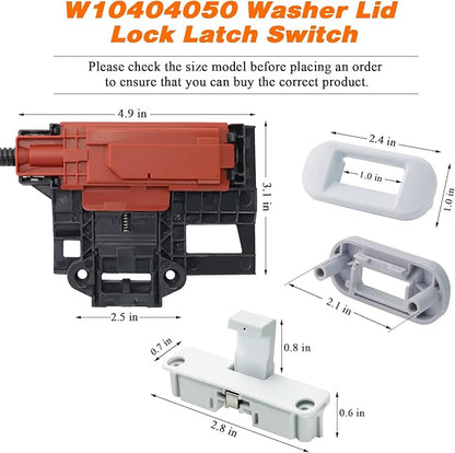 Upgraded W10404050 W10238287 Washer Lid Lock Latch Switch Assembly W10240513 Lid Strike by Blutoget - Fit for Whirlpool Ken-more Amana Crosley Washing Machine Replace AP5263307 W10744659 PS349762