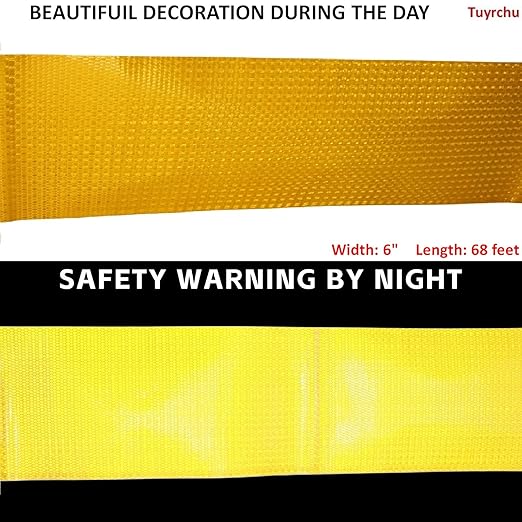 Yellow Reflective Tape 6 inch Wide, Outdoor Waterproof High Visibility Warning Industrial Marking Tape, Safety Stickers (68 feet)