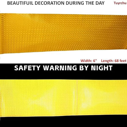 Yellow Reflective Tape 6 inch Wide, Outdoor Waterproof High Visibility Warning Industrial Marking Tape, Safety Stickers (68 feet)