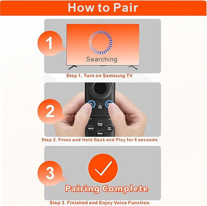 Replacement Solar TV Remote for Samsung Smart TV 2025-2018, Rechargeable, Solarcell, USB-C/Type C Fast Charging, Voice&Bluetooth. Compatbile with Samsung Remote Control for Smart TV. 2-Year Warranty.