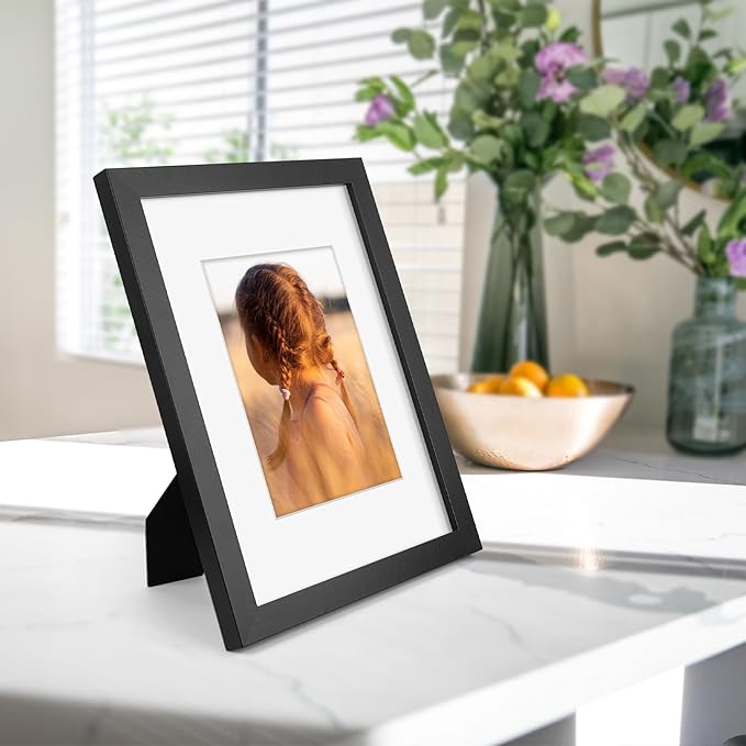 Golden State Art, 9x12 Picture Frame with Mat for 6x8 - High Definition Glass Wall Mounting Horizontal Vertical Display (Black, 2 Pack)