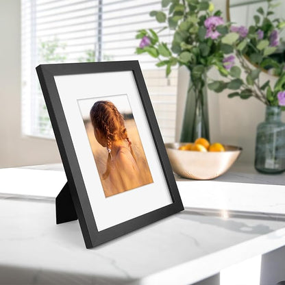 Golden State Art, 9x12 Picture Frame with Mat for 6x8 - High Definition Glass Wall Mounting Horizontal Vertical Display (Black, 2 Pack)
