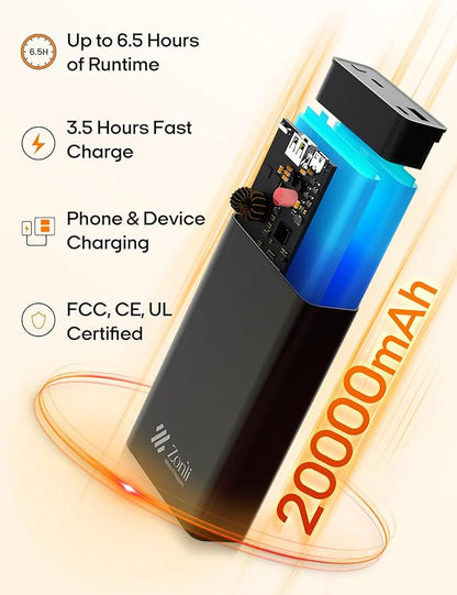 ZonLi Z-Walk Battery Operated Heated Blanket,Rechargeable 12v Portable Heated Blanket with 3 Heating Levels,Includes 20000mAh Power Bank,for Camping,Car,Stadium,Outdoors(Grey)