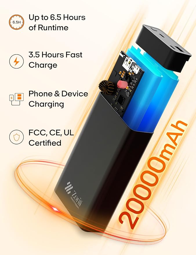 ZonLi Z-Walk Battery Operated Heated Blanket,Rechargeable 12v Portable Heated Blanket with 3 Heating Levels,Includes 20000mAh Power Bank,for Camping,Car,Stadium,Outdoors(Army Green)
