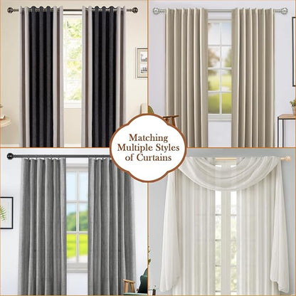KAMANINA 1 Inch Curtain Rod Telescoping Single Drapery Rod 36 to 72 Inches (3-6 Feet), Black Curtain Rods for Windows 24 to 68 Inches, Netted Texture Finials