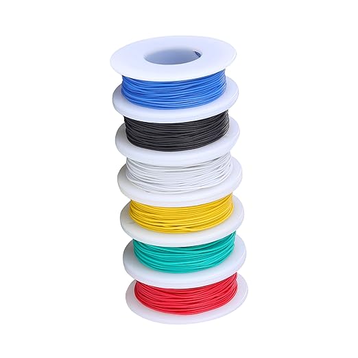 TUOFENG 28awg Wire Flexible Silicone Wire,28 Gauge Tinned Copper Wires Silicone Rubber Insulated (6 Different Colored 43ft Each)(OD: 1.2 mm) Stranded Wire Hook up Wires