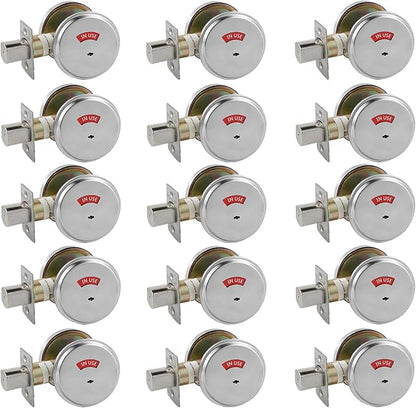 in-Use/Vacant Commercial Deadbolt, Heavy Duty Satin Chrome Grade 2 Privacy Indicator Deadbolt for Bathroom/Office, UL3 Hour Fire Rated, Left&Right Handed, 2 3/4" Backset, 15 Packs
