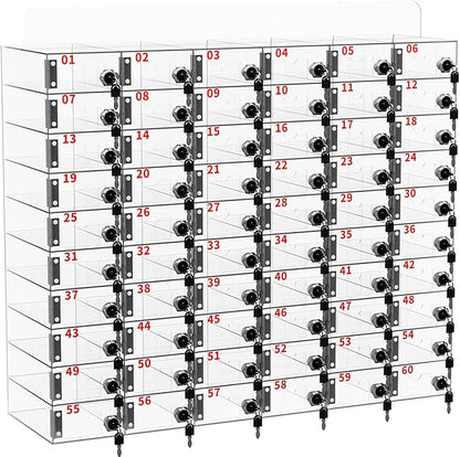 Cell Phone Locker 100 Slots, Wall-Mounted Cell Phone Lock Box with Keys, Acrylic Cell Phone Storage Locker for Employees Office Classroom Gym, Clear Cell Phone Locker Cabinet for Storage (60 Slots)