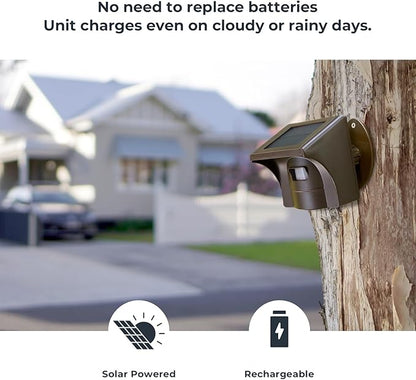 eMACROS Long Range Solar Wireless Driveway Alarm Outdoor Weather Resistant Motion Sensor & Detector-Security Alert System-Monitor & Protect Outside Property (only Receiver), Plug in to Use