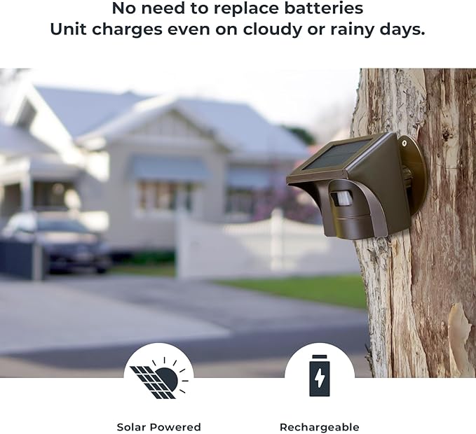 eMACROS Solar Wireless Driveway Alarm — 1/2 Mile Long Range Motion Sensor for Long Driveways, Homes & Large Properties, Outdoor Weatherproof Security Alert System (Single Sensor)