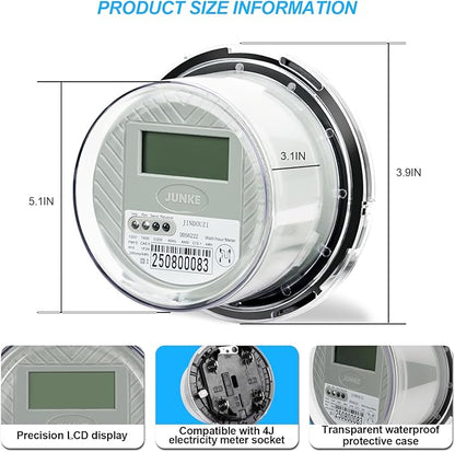 Digital Electric Meter,120V 2 Wire KWH Meter,Watt Meter, Used for RV and Home Meter