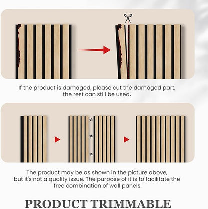 Wood Salt Acoustic Wall Panels, 6 Piece 94" x 7.9" x 0.8" Soundproof Wooden Wall Panels, 3D Fluted Sound Absorbing Panel, Rustic Oak