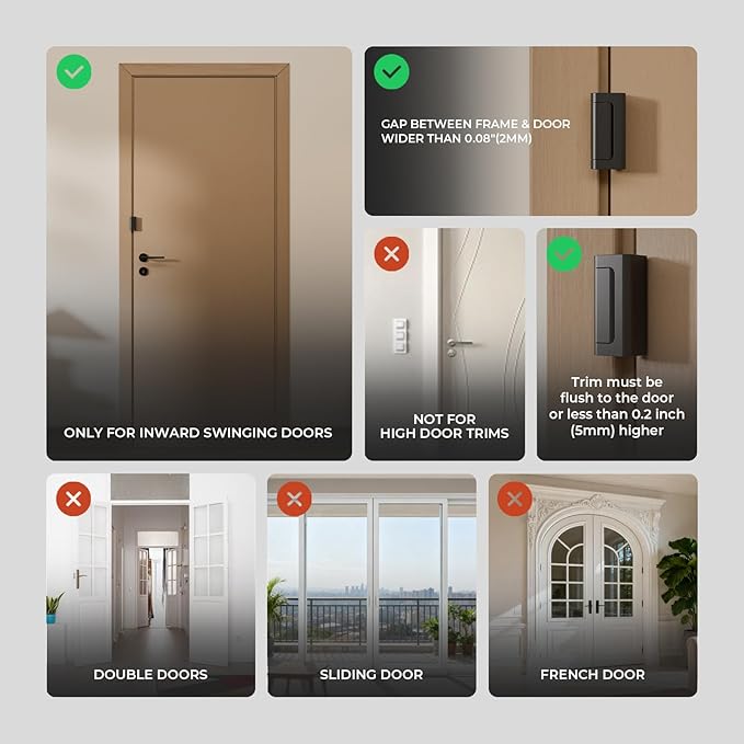 6Pack Home Security Door Reinforcement Lock Childproof, Door Locks for Kids Safety, Door Lock Latch Stopper for Front Door Inside Top of Door, Aluminum Construction Finish