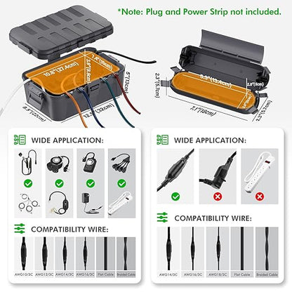 RESTMO 5-Piece Outdoor Waterproof Electrical Box Set – 12.5" x 8.5" x 5" Large & 7.1" x 2.3" x 2.3" Small, Weatherproof Boxes for Power Strip, Outlet, Plug, Socket, Timer, Holiday Light, Gray