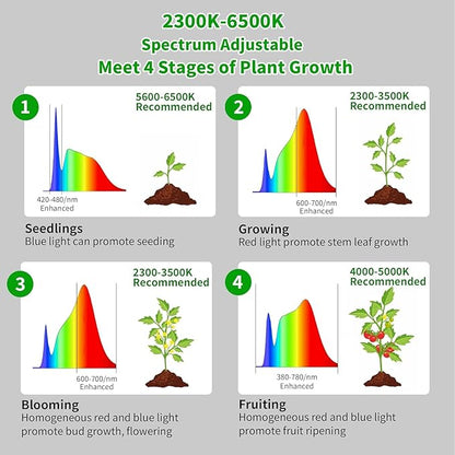 chiphy Grow Lights, 85" Full Spectrum Plant Light for Indoor Plants, 4/8/12H Timer, 40W Grow Lamp, 10 Dimmable Brightness, Height Adjustable, Ideal for Large Tall Plants