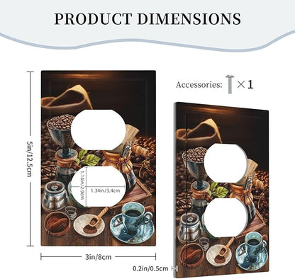 Decorative Outlet Covers Retro Coffee Maker Beans Cup 1 Gang Duplex Light Switch Cover Plate Wall Plates for Electrical Outlets Switchplate Faceplate for Kirchen Decor