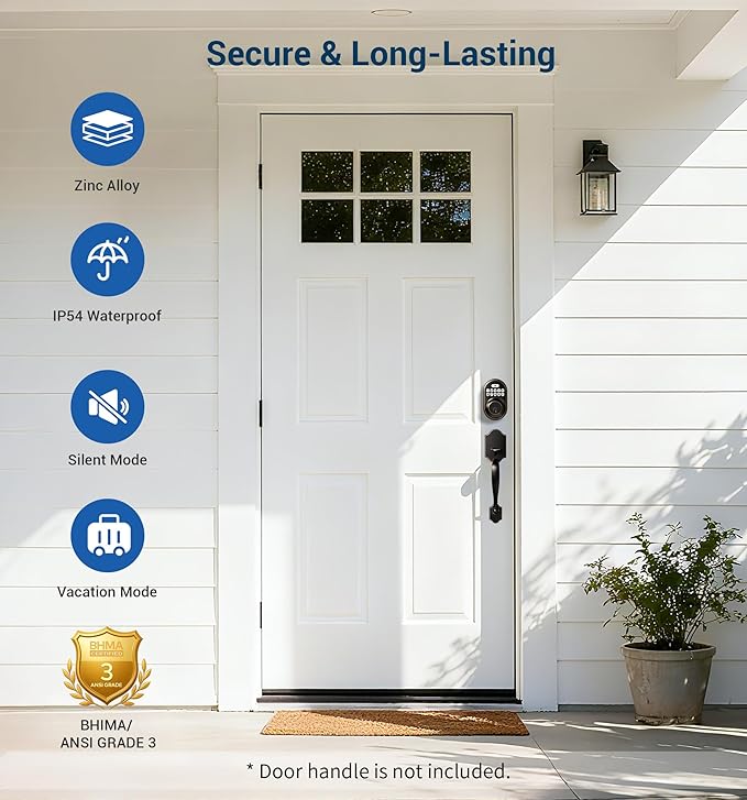 Veise Keyless Entry Door Lock, Electronic Keypad Deadbolt, Keyed Entry, Auto Lock, Anti-Peeking Password, Back Lit & Easy Installation Design, Oil Rubbed Bronze
