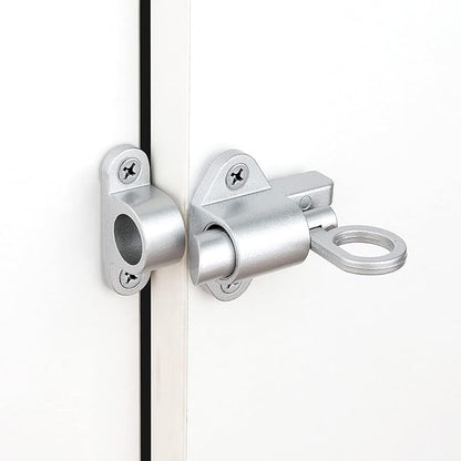 4 Packs Self-Closing Latches，Silver Gray Spring Door Lock，Resilient Bolt Latch Aluminum Alloy Safety Automatic Spring Barrel Slide Door Lock with Screws,Used for Gate,Window and Cabinet etc