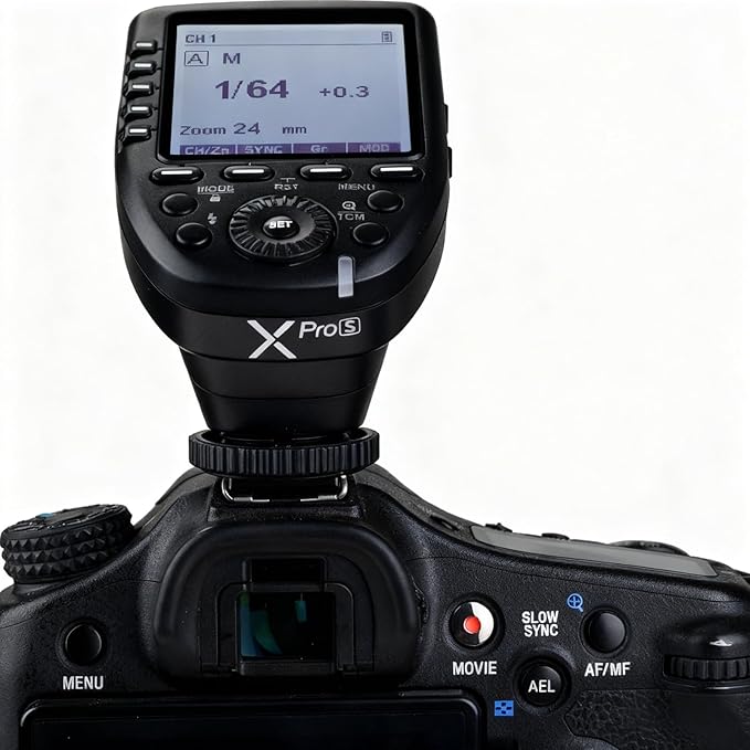 Godox XPro-S Compatible for Sony TTL Wireless Flash Transmitter Trigger 1/8000s HSS TTL-Convert-Manual Function Large LCD Screen Slanted Design 11 Customizable Functions 5 Dedicated Group Buttons